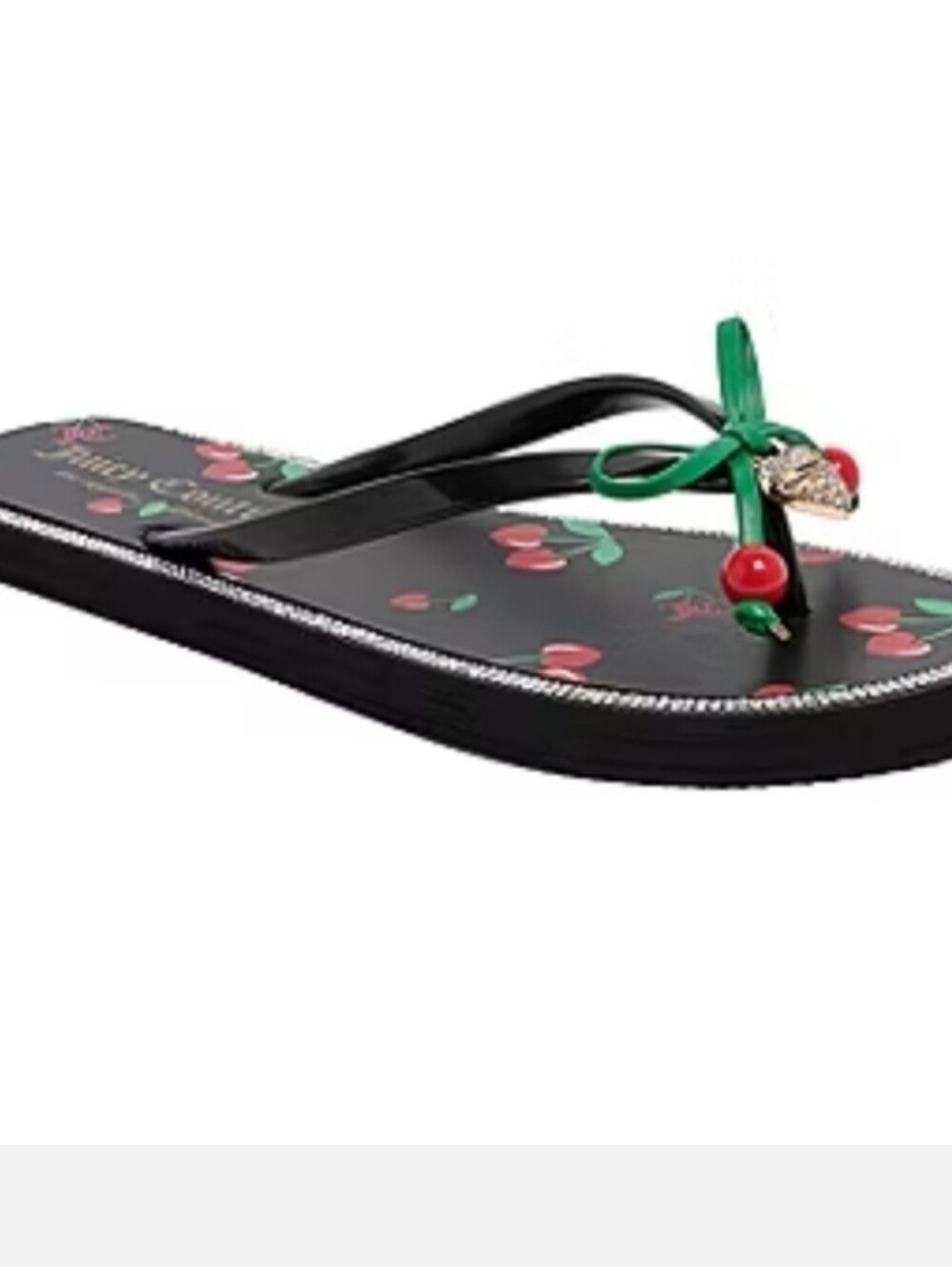 Juicy Couture 🍒Cherry Bow Thong Sandal in Black and Green Size 7 NWT - Picture 5 of 6